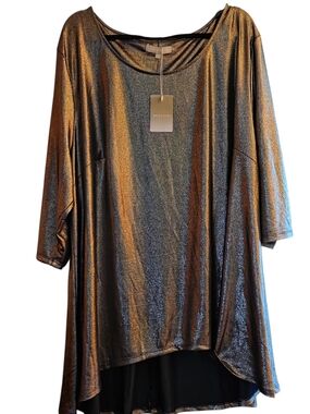 Anthology Metallic Bronze Tunic Top - Women's plus size 28 nwt
